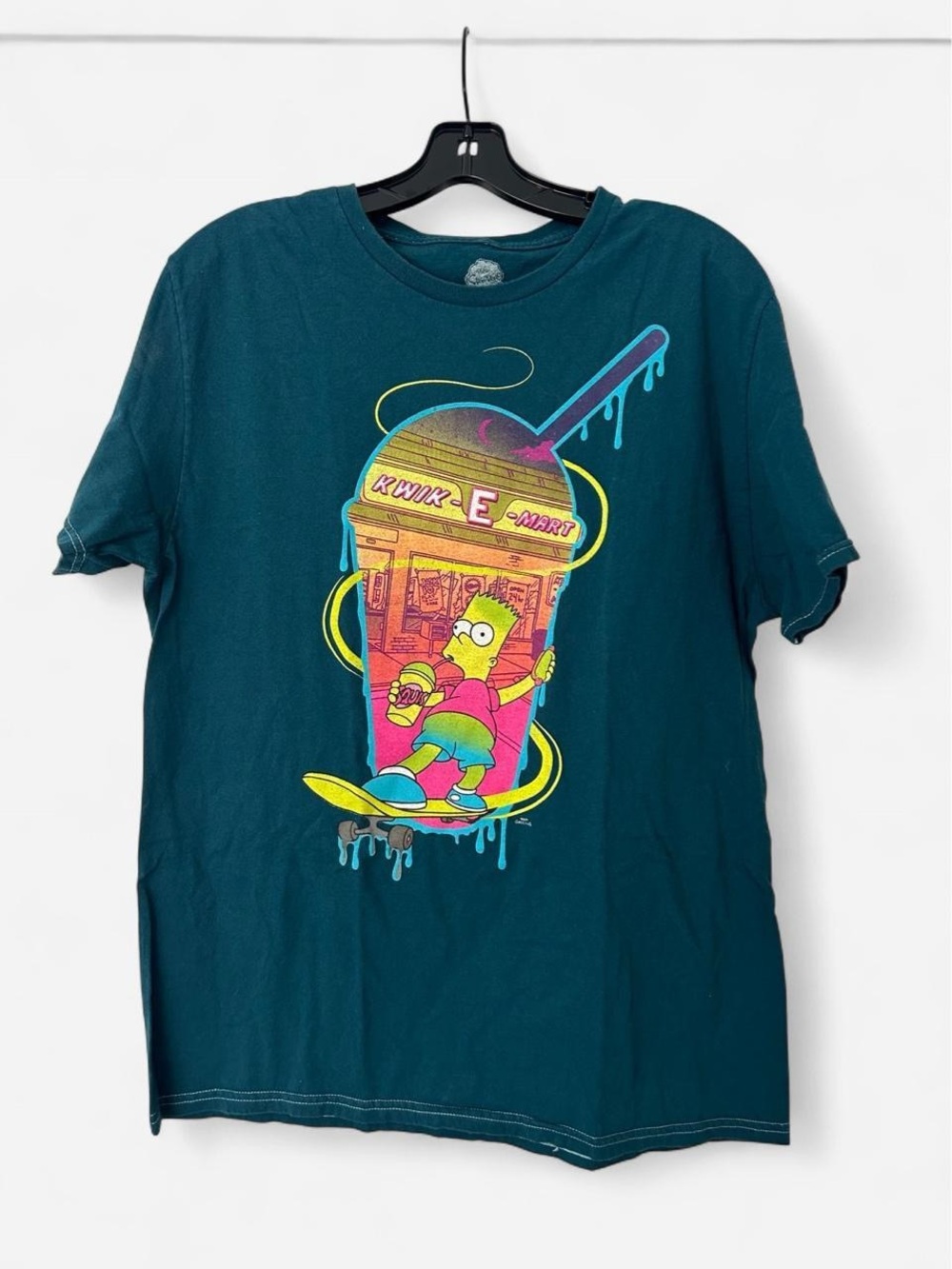 The Simpsons Bart Neon Skate Short Sleeve Tee - Teal